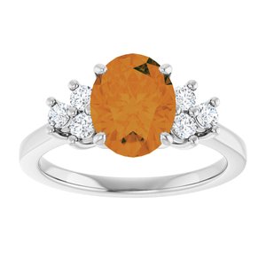 14K White Gold Natural Citrine & 1/4 CTW Natural Diamond Ring