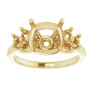 10K Yellow Gold 9x9 mm Cushion Ring Mounting