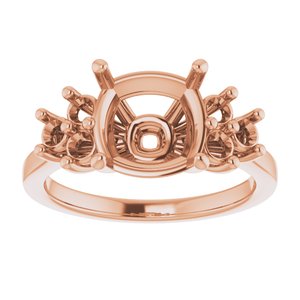 18K Rose Gold 9x9 mm Cushion Ring Mounting