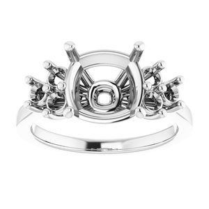 18K White Gold 9x9 mm Cushion Ring Mounting