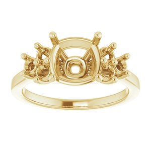 10K Yellow Gold 8x8 mm Cushion Ring Mounting