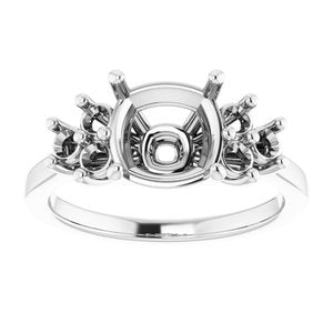 Platinum 8x8 mm Cushion Ring Mounting
