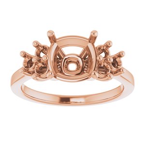 14K Rose Gold 8x8 mm Cushion Ring Mounting