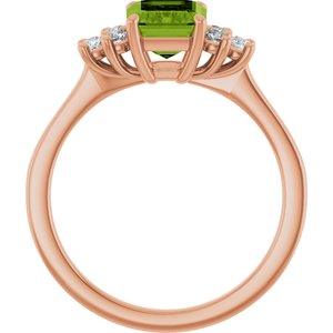14K Rose Gold Natural Peridot  and 1/6 CTW Lab-Grown Diamond Ring