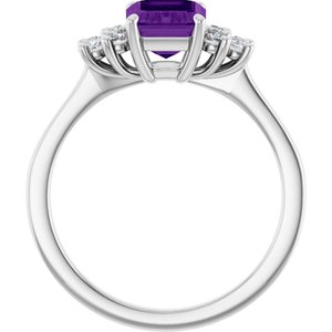 14K White Gold Natural Amethyst and 1/6 CTW Lab-Grown Diamond Ring