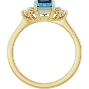 14K Yellow Gold Natural Sky Blue Topaz  and 1/6 CTW Lab-Grown Diamond Ring