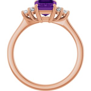 14K Rose Gold Natural Amethyst and 1/6 CTW Lab-Grown Diamond Ring