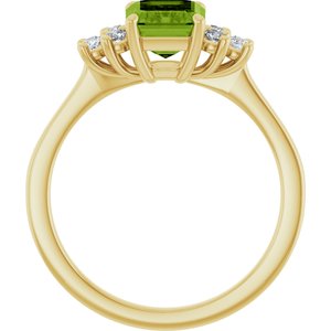 14K Yellow Gold Natural Peridot  and 1/6 CTW Lab-Grown Diamond Ring