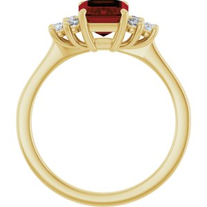 14K Yellow Gold Natural Mozambique Garnet and 1/6 CTW Lab-Grown Diamond Ring