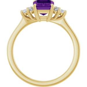 14K Yellow Gold Natural Amethyst and 1/6 CTW Lab-Grown Diamond Ring