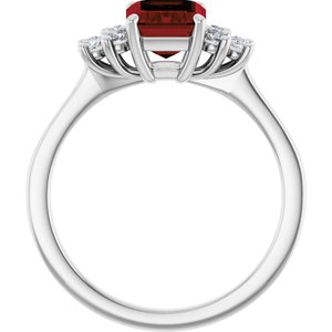 14K White Gold Natural Mozambique Garnet and 1/6 CTW Lab-Grown Diamond Ring