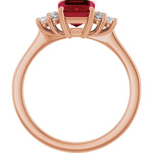 14K Rose Gold Lab-Grown Ruby  and 1/6 CTW Lab-Grown Diamond Ring