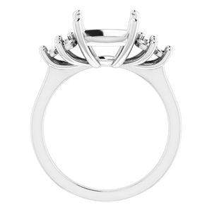 Sterling Silver 10x10 mm Cushion Ring Mounting