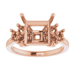 10K Rose Gold 9x9 mm Square Ring Mounting