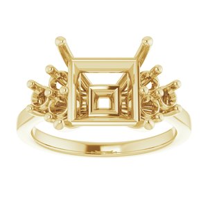 14K Yellow Gold 9x9 mm Square Ring Mounting
