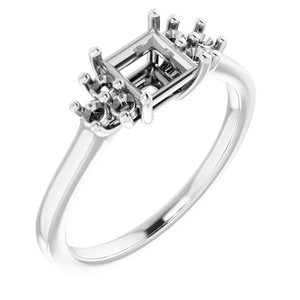 Sterling Silver 5x5 mm Square Ring Mounting