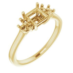 14K Yellow Gold 5x5 mm Square Ring Mounting