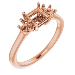 14K Rose Gold 5x5 mm Square Ring Mounting