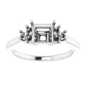 18K White Gold 5.5x5.5 mm Square Ring Mounting