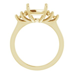 18K Yellow Gold 9x9 mm Cushion Ring Mounting