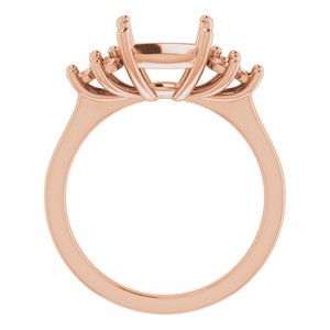 18K Rose Gold 9x9 mm Cushion Ring Mounting