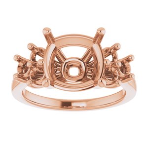 10K Rose Gold 10x10 mm Cushion Ring Mounting