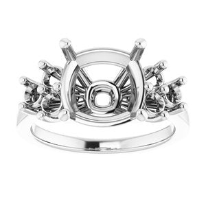 10K White Gold 10x10 mm Cushion Ring Mounting