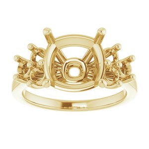 14K Yellow Gold 10x10 mm Cushion Ring Mounting