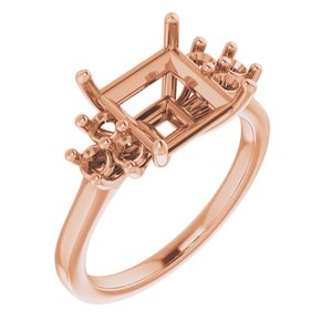 10K Rose Gold 8x8 mm Square Ring Mounting