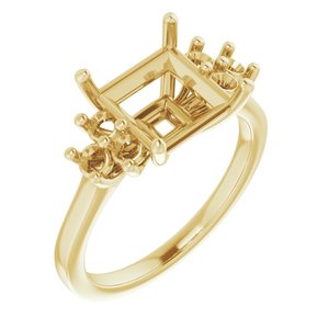 14K Yellow Gold 8x8 mm Square Ring Mounting
