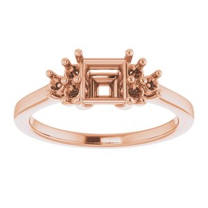 18K Rose Gold 5x5 mm Square Ring Mounting