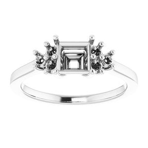 Continuum Sterling Silver 5x5 mm Square Ring Mounting