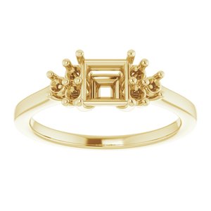 14K Yellow Gold 5x5 mm Square Ring Mounting
