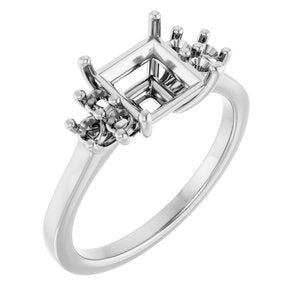 14K White Gold 6.5x6.5 mm Square Ring Mounting