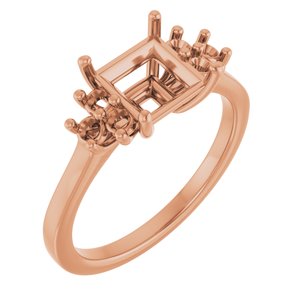 14K Rose Gold 6.5x6.5 mm Square Ring Mounting