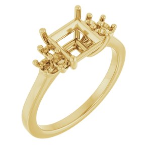 14K Yellow Gold 6.5x6.5 mm Square Ring Mounting