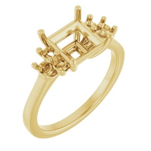 10K Yellow Gold 7x7 mm Square Ring Mounting