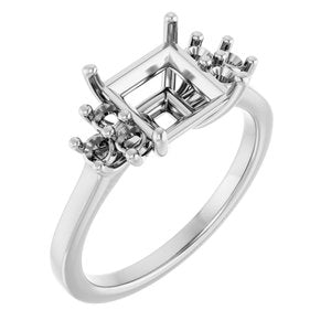 14K X1 White Gold 7x7 mm Square Ring Mounting