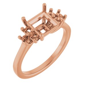 18K Rose Gold 7x7 mm Square Ring Mounting