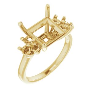 18K Yellow Gold 10x10 mm Square Ring Mounting