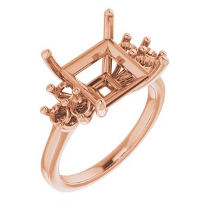 14K Rose Gold 10x10 mm Square Ring Mounting