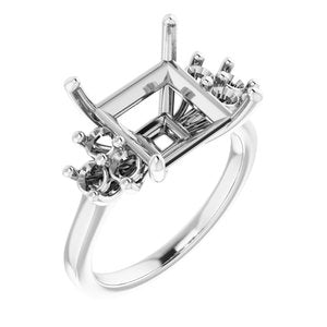 14K White Gold 10x10 mm Square Ring Mounting