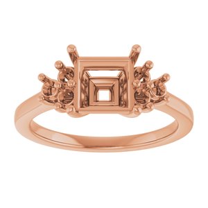 14K Rose Gold 6.5x6.5 mm Square Ring Mounting