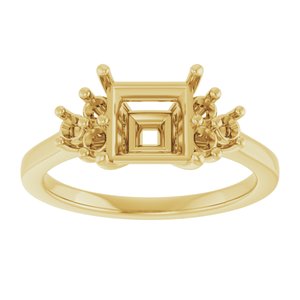 10K Yellow Gold 6.5x6.5 mm Square Ring Mounting