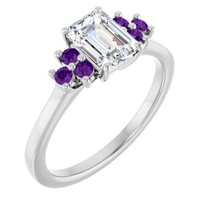 Sterling Silver Natural Amethyst and 1/6 CTW Lab-Grown Diamond Ring