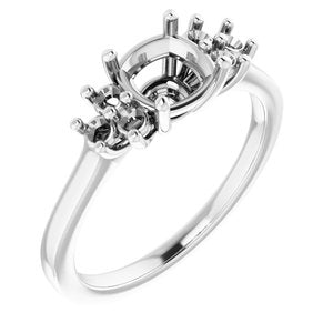 14K X1 White Gold 6x6 mm Cushion Ring Mounting