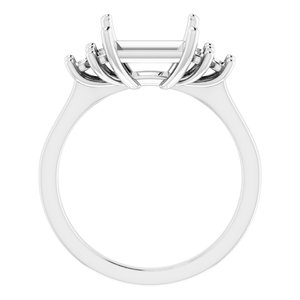 14K X1 White Gold 8x8 mm Square Ring Mounting
