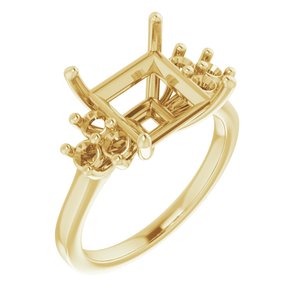 10K Yellow Gold 9x9 mm Square Ring Mounting