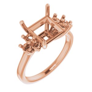 18K Rose Gold 9x9 mm Square Ring Mounting