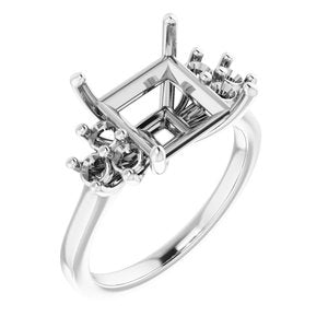 14K White Gold 9x9 mm Square Ring Mounting